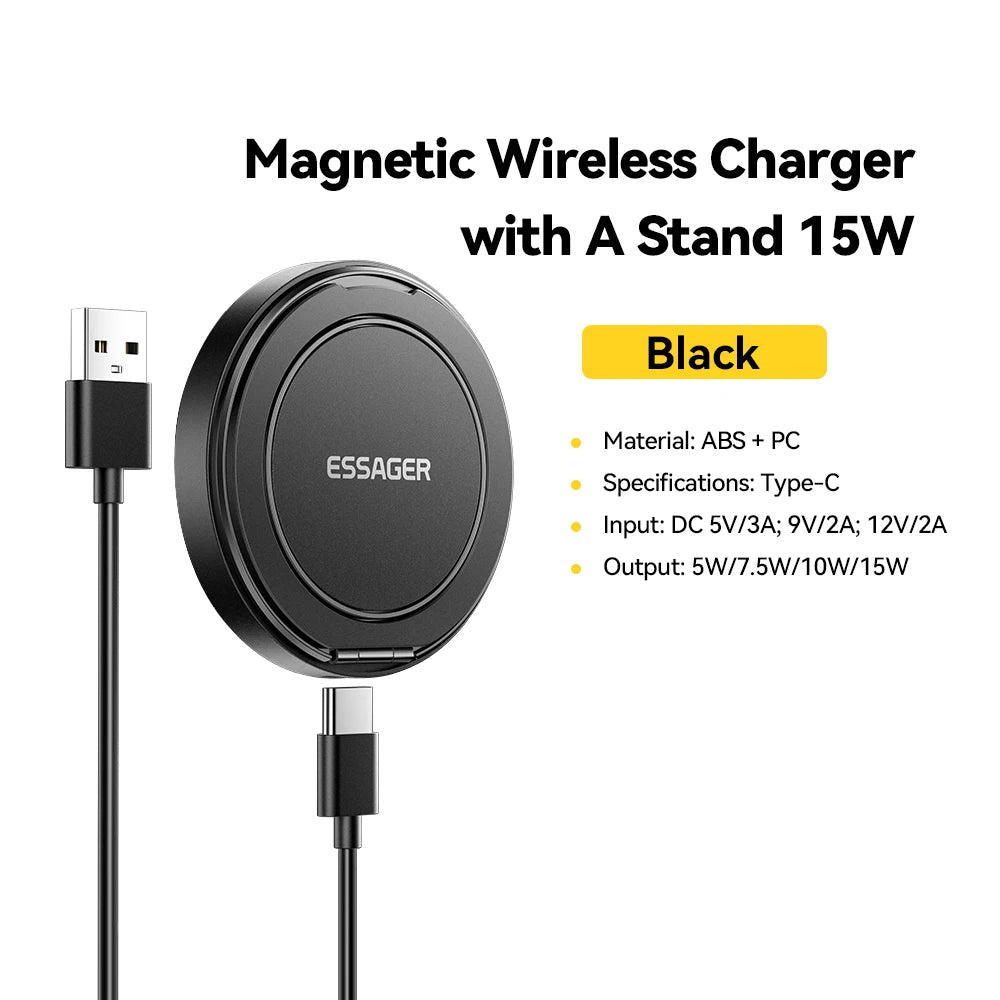 ESSAGER Magnetic Wireless Charger - 360 Rotating Phone Holder